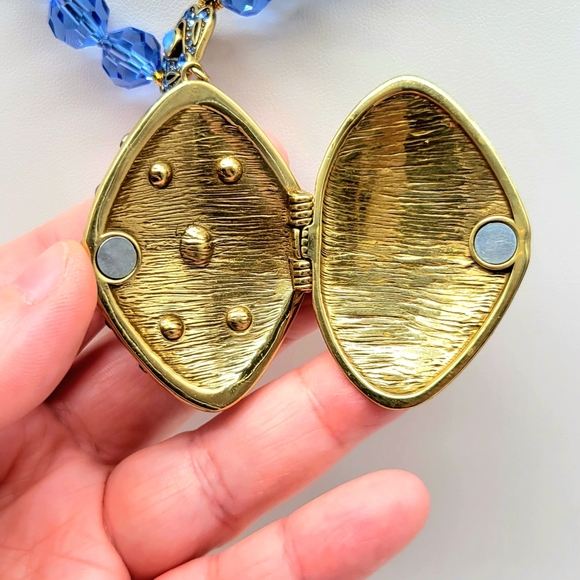 Heidi Daus Art Deco Locket Necklace and Earrings Set with Sapphire Crystals - Picture 10 of 13